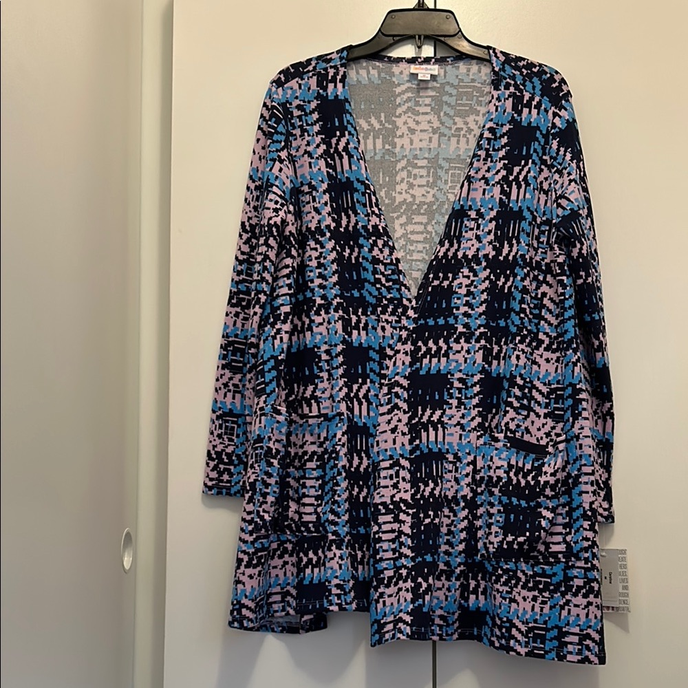 NWT LuLaRoe Multicolored Print Lightweight Sweater Open Front Cardigan